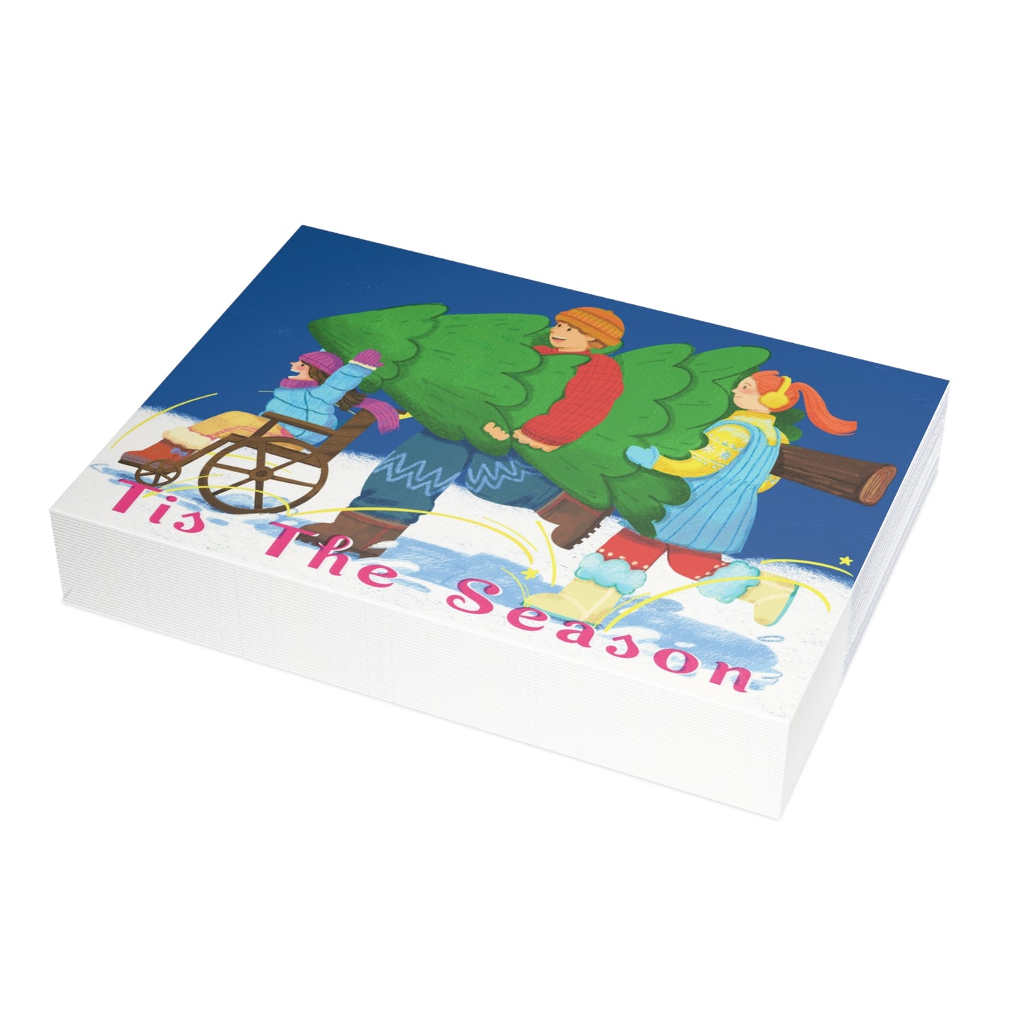 Christmas Greeting Cards  7 x 5 | Christmas Tree Family - InclusiveArtHouse(envelopes included)