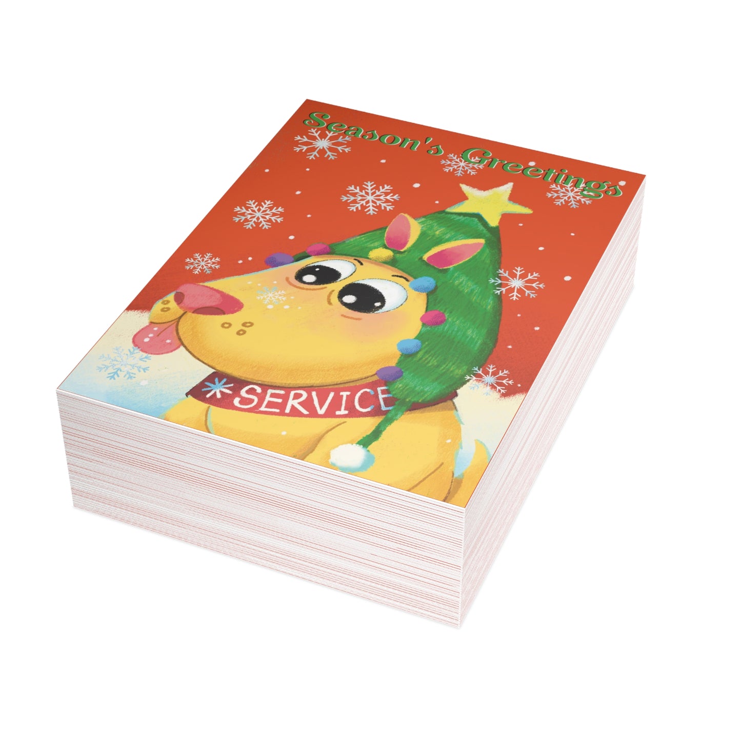 New Year Greeting Postcards 5x7 | Lucky, the service dog - InclusiveArtHouse (envelopes included)