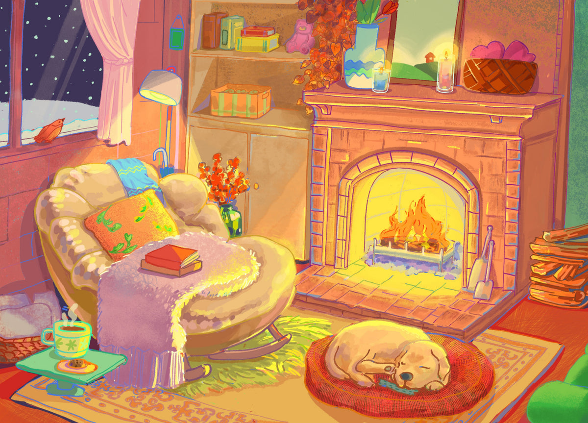 Fireplace Holiday Card