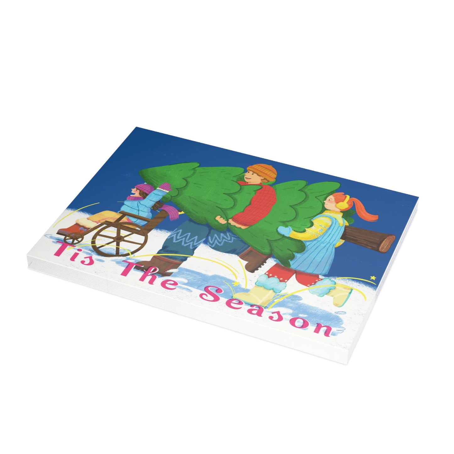 Christmas Greeting Cards  7 x 5 | Christmas Tree Family - InclusiveArtHouse(envelopes included)