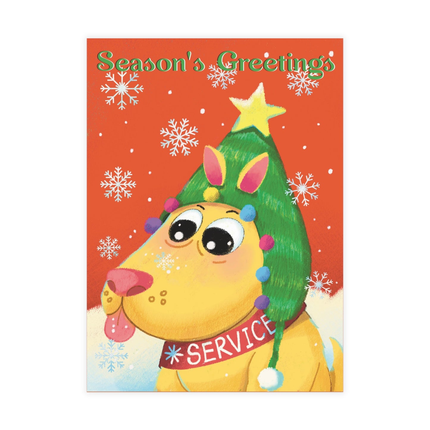 New Year Greeting Postcards 5x7 | Lucky, the service dog - InclusiveArtHouse (envelopes included)