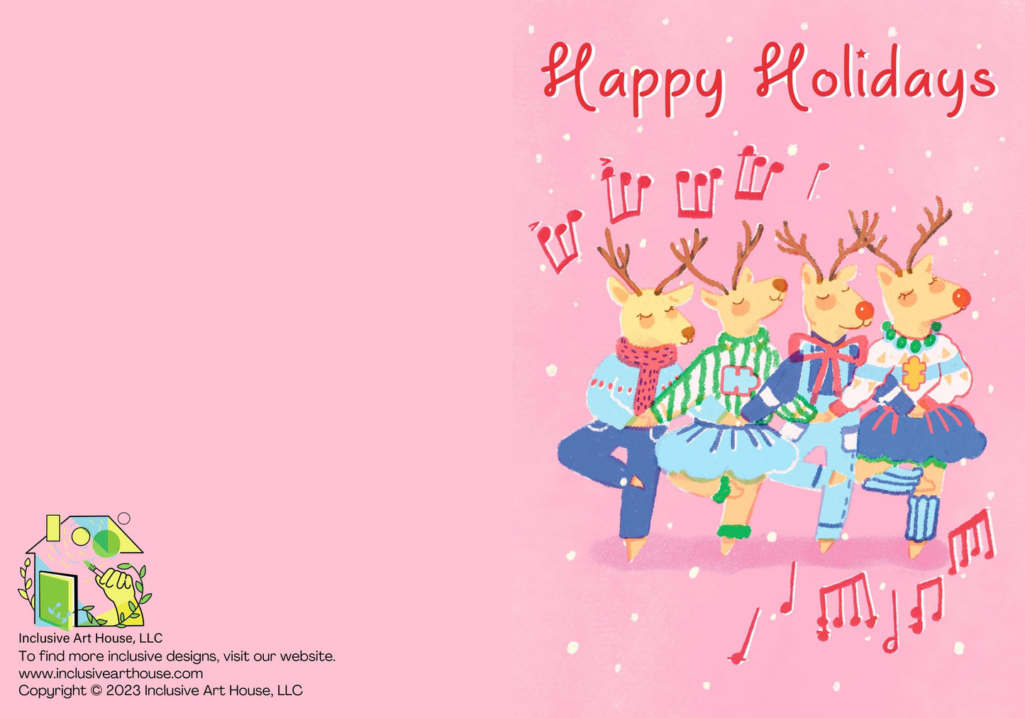 Christmas Greeting Cards | Dancing reindeer - InclusiveArtHouse