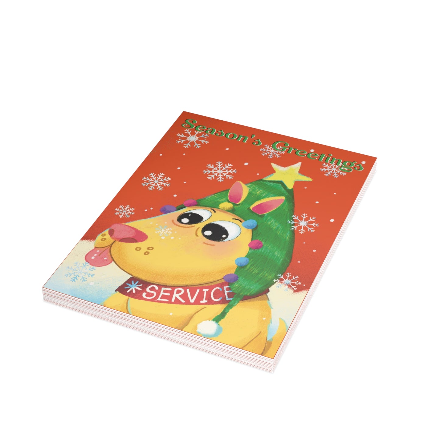 New Year Greeting Postcards 5x7 | Lucky, the service dog - InclusiveArtHouse (envelopes included)