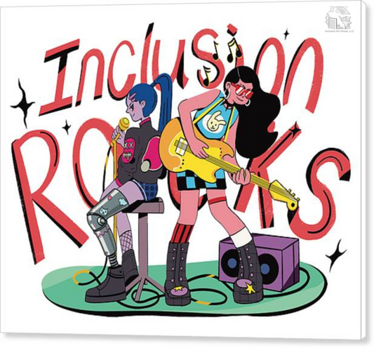 inclusion rocks in english a two girls in a band singing their hearts out designed to inspire disabled persons to participate in activities they enjoy