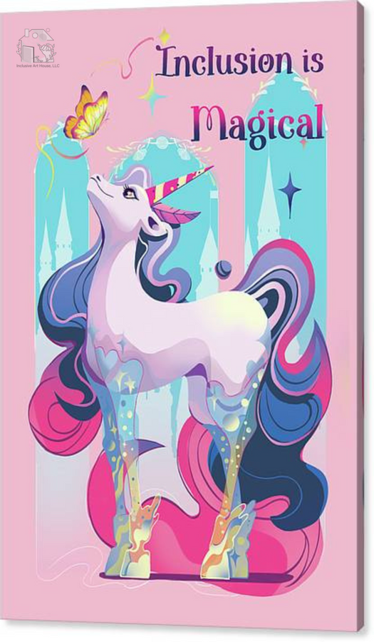 Inclusion is magical in english is a beautiful unicorn saw a butterfly designed to promote pride and inclusion for persons with physical impairments