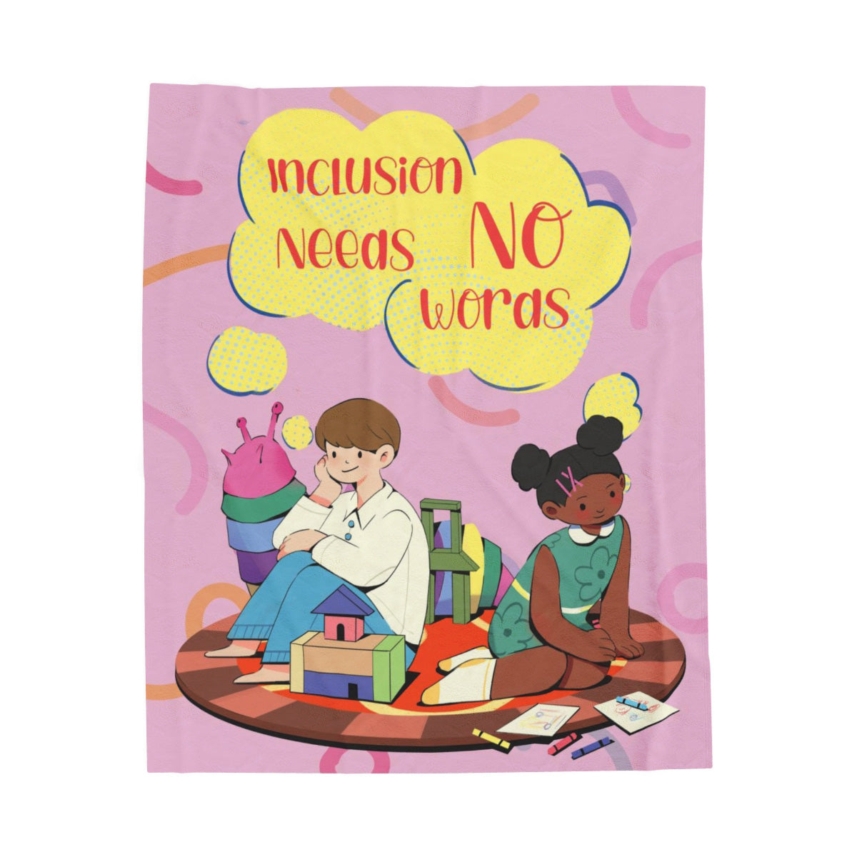 Velveteen Plush Blanket | Inclusion Needs No Words - InclusiveArtHouse