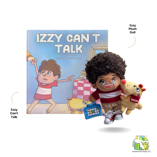 Izzy Can't Talk Book and Plush Doll Combo – Save Money on the Best Bundle! Get the inspiring children's book Izzy Can't Talk along with the lovable Izzy plush doll, featuring a speech pad and service dog Lucky. A perfect educational gift promoting autism awareness, inclusion, and communication support.